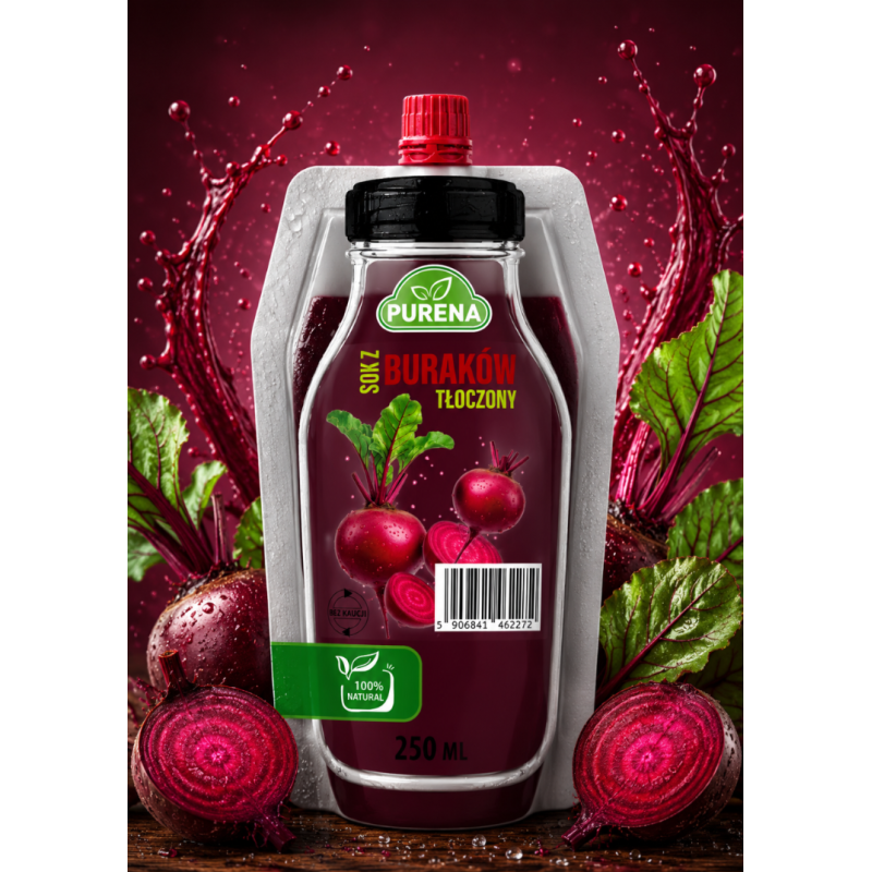 Sok z buraków 100% bezpośrednio tłoczony BEZ KAUCJI PURENA 250 ml NFC