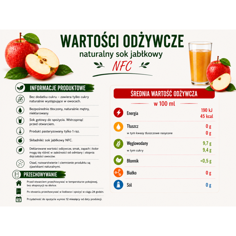 Sok jabłkowy bezpośrednio tłoczony z owoców BEZ KAUCJI PURENA 250 ml NFC