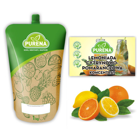 Lemoniada cytrynowo - pomarańczowa PURENA koncentrat 1kg na 6l