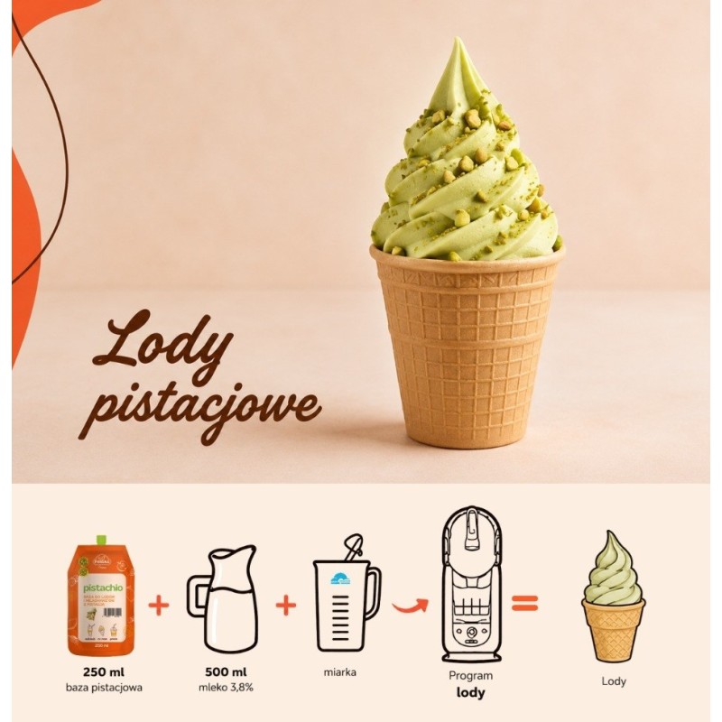 Pistacja baza do slushy lodów koktajl moktajl PURENA 250 ml na 8 porcji