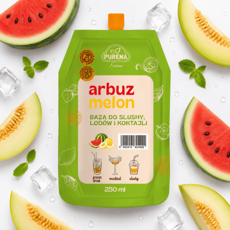 Arbuz-melon baza do slushy lodów koktajl moktajl PURENA 250 ml na 8 porcji