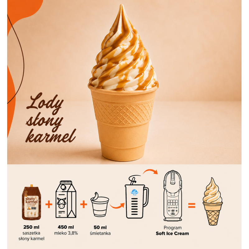 Słony karmel baza do slushy lodów koktajl moktajl PURENA 250 ml na 8 porcji