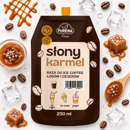 Słony karmel baza do slushy lodów koktajl moktajl PURENA 250 ml na 8 porcji