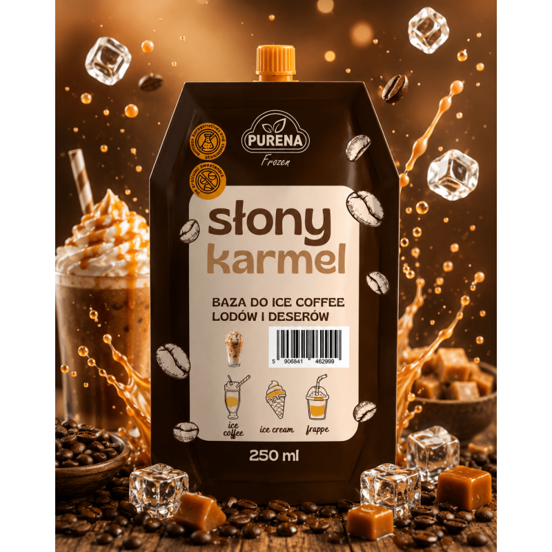 Słony karmel baza do slushy lodów koktajl moktajl PURENA 250 ml na 8 porcji