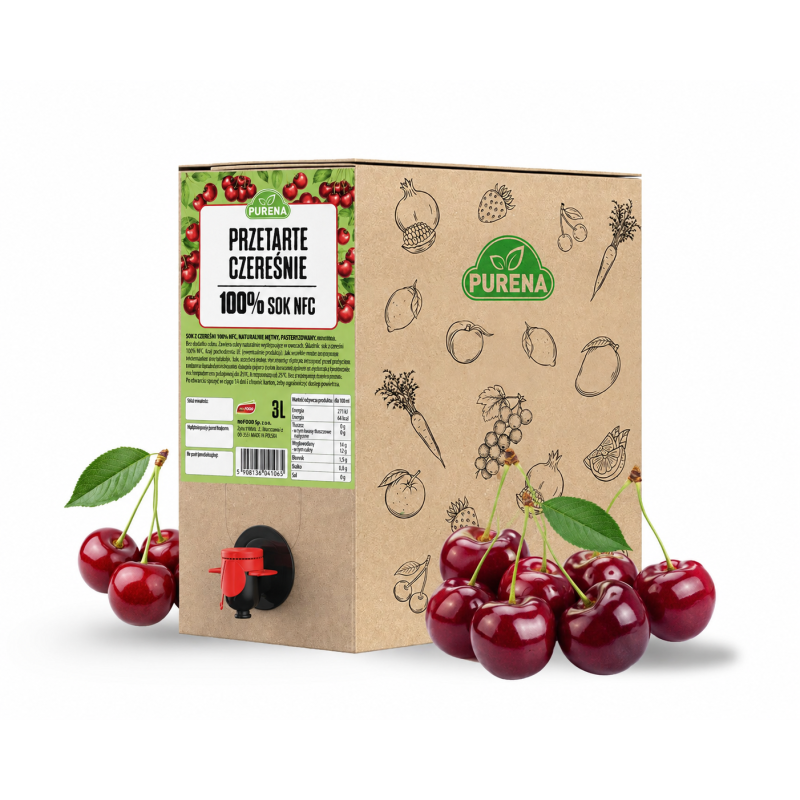 Przetarte czereśnie 100% PUREE PURENA 3L do koktajli i smoothie