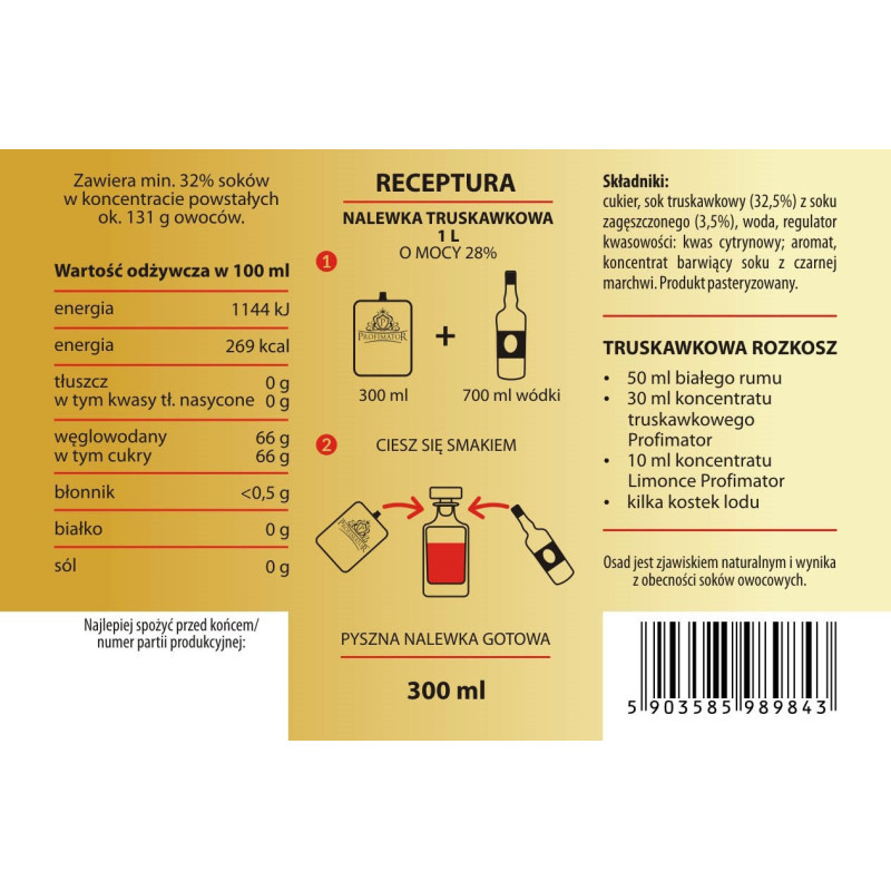 Bezalkoholowy koncentrat TRUSKAWKA box 9x300 ml PROFIMATOR