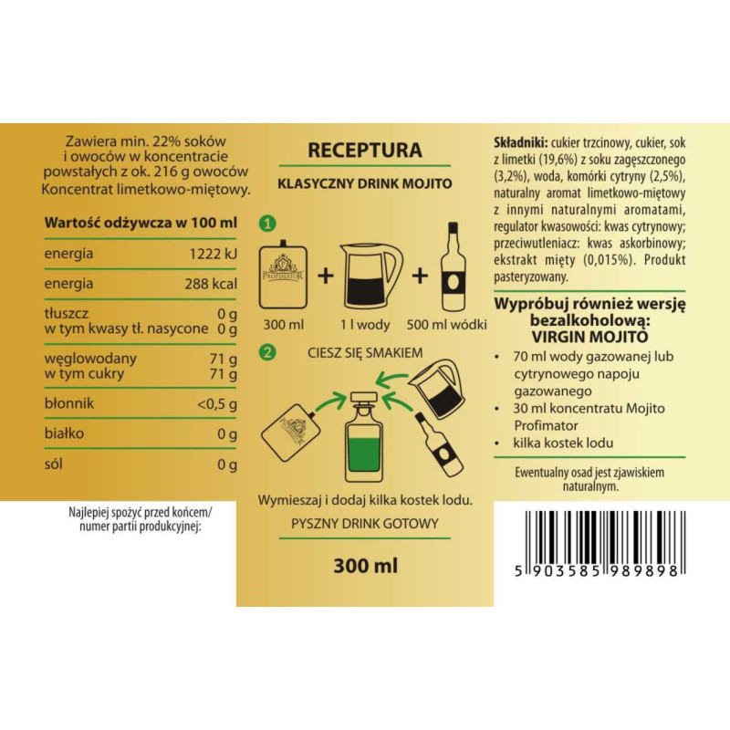 Bezalkoholowy koncentrat MOJITO box 9x300ml PROFIMATOR