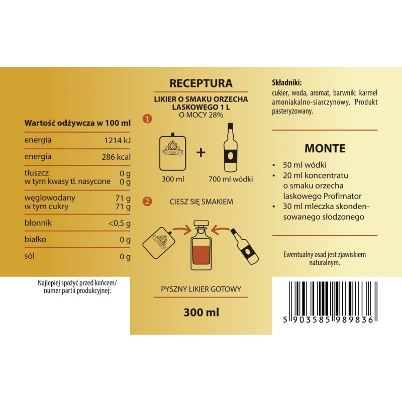 Bezalkoholowy koncentrat ORZECH LASKOWY box 9x300ml PROFIMATOR
