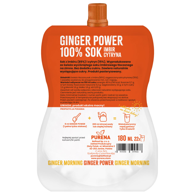 GINGER POWER sok z imbiru i cytryn zagęszczony 180ml