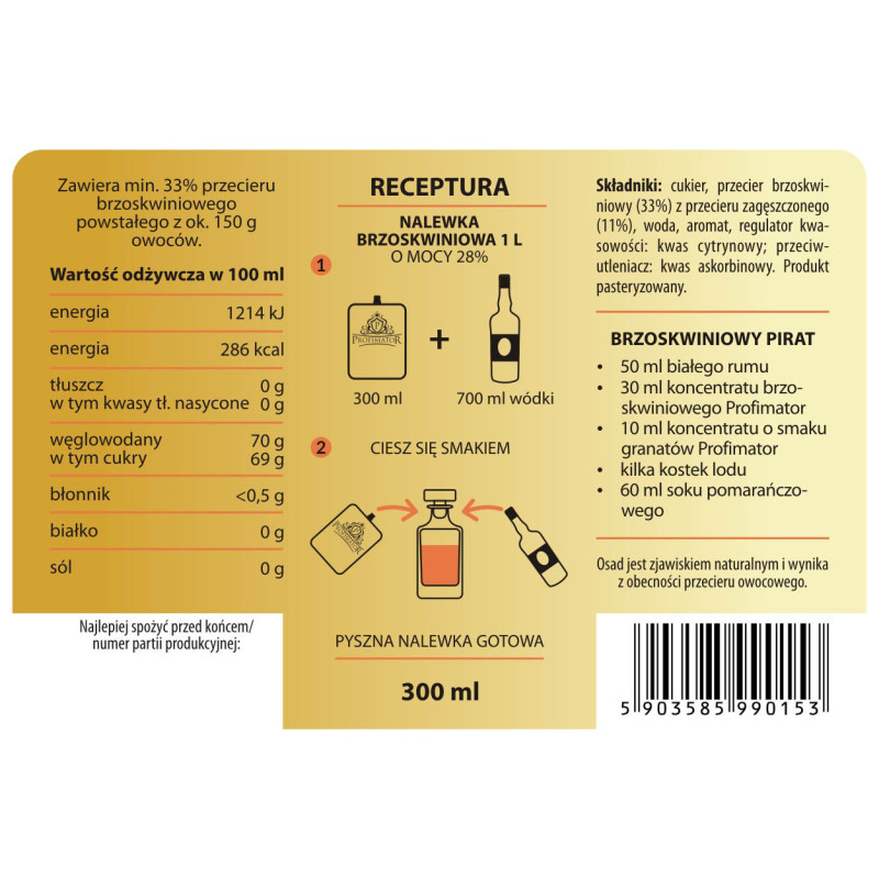 Bezalkoholowy koncentrat BRZOSKWINIA box 9x300ml PROFIMATOR