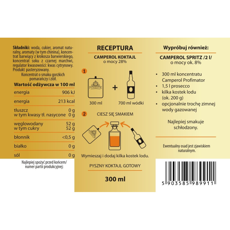Bezalkoholowy koncentrat CAMPEROL box 9x300 ml PROFIMATOR