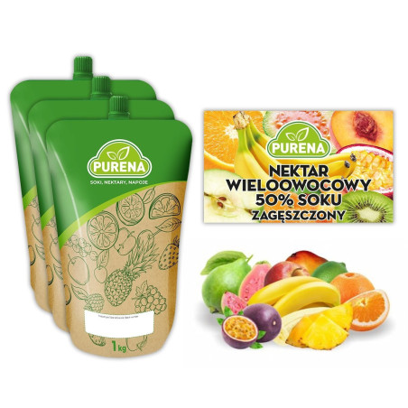 Nektar wieloowocowy 50% PURENA zagęszczony 3x1kg na 15l