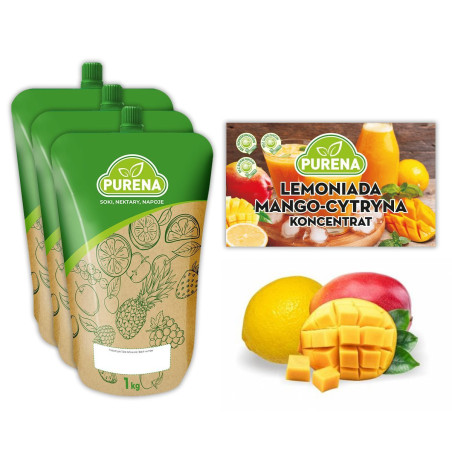 Lemoniada mango-cytryna PURENA koncentrat 3x1kg na 15l