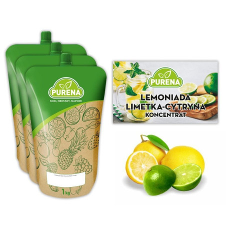 Lemoniada limetka-cytryna PURENA koncentrat 3x1kg na 18l