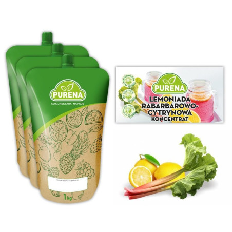Lemoniada rabarbar-cytryna PURENA koncentrat 3x1kg na 18l