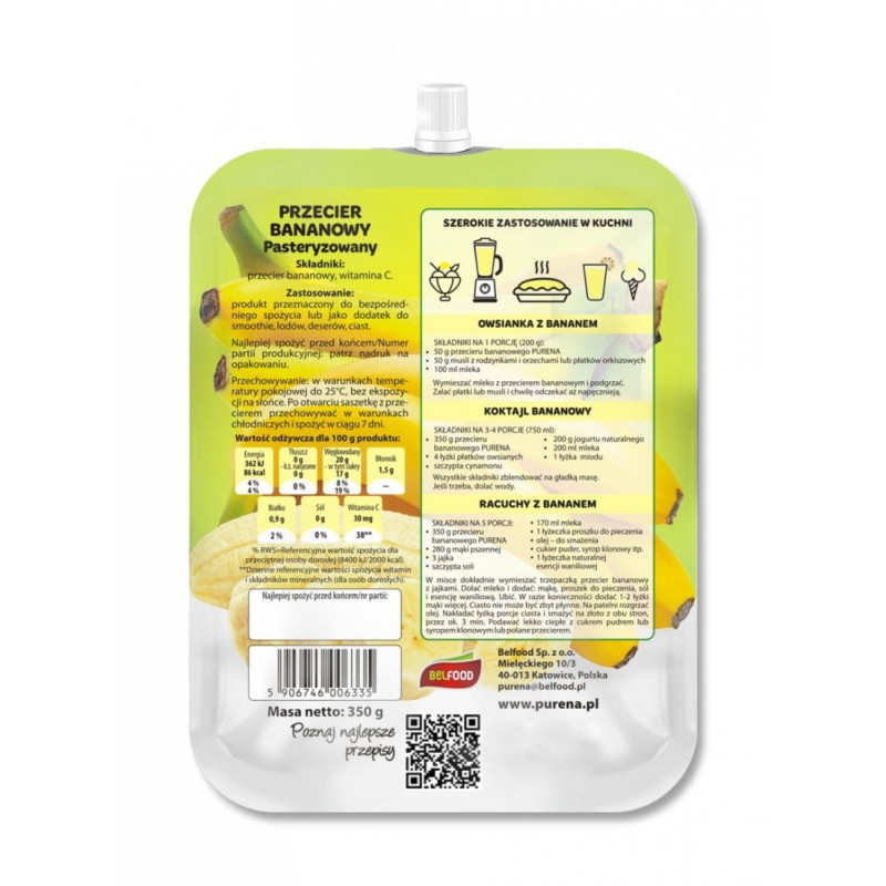 Przecier (mus) owocowy 100% bananowy 350g