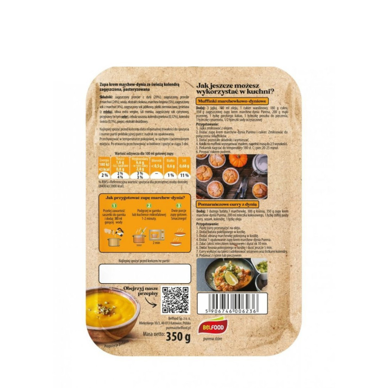Zupa krem marchew-dynia zagęszczona 350g na 2 porcje zupy