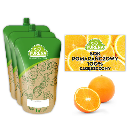 Sok pomarańczowy 100% 1kg zestaw 3sztuki Purena