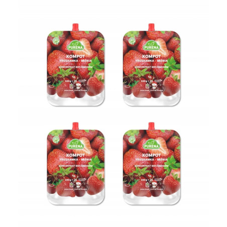 Kompot truskawka-wiśnia koncentrat 340g x 4 sztuki
