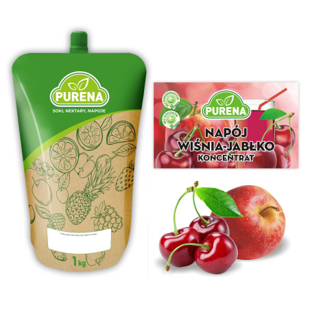 Napój wiśnia-jabłko koncentrat PURENA 1kg na 6l