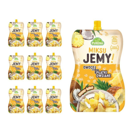 Przekąska miksuJEMY ananas-kokos + PŁATKI OWSIANE 180g x 10sztuk