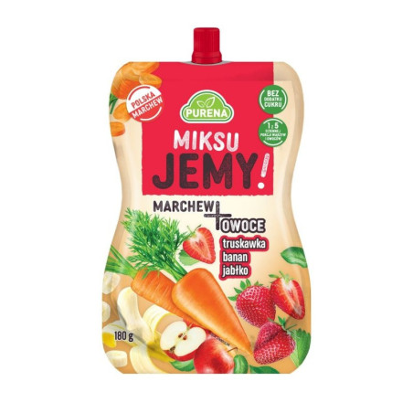Przekąska miksuJEMY MARCHEW + truskawka-banan-jabłko 180g