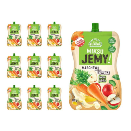 Przekąska miksuJEMY MARCHEW + banan-jabłko 180g x 10sztuk