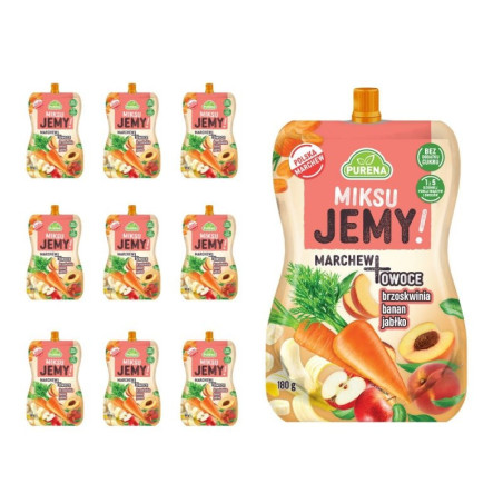 Przekąska miksuJEMY MARCHEW + brzoskwinia-banan-jabłko 180g x 10sztuk