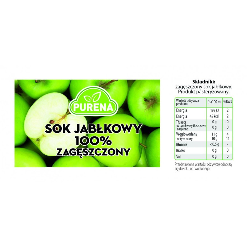 Sok jabłkowy 100% zagęszczony 1kg zestaw 3sztuki Purena