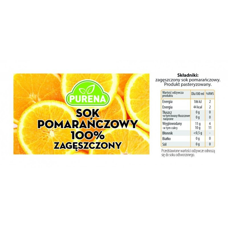 Sok pomarańczowy 100% 1kg na 5l Purena