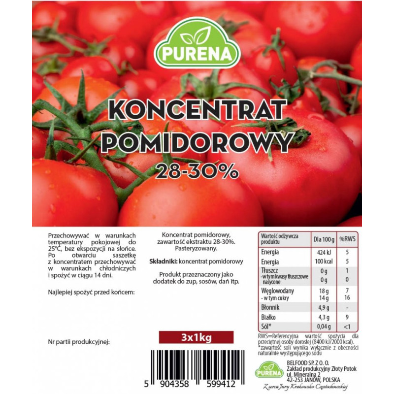 Koncentrat pomidorowy 1kg zestaw 3sztuk Purena