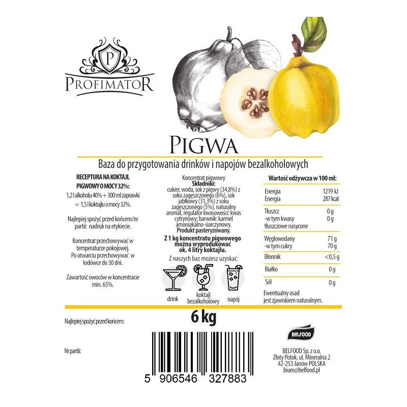 Baza do drinków i bezalkoholowych koktajli PIGWA PROFIMATOR box 6kg