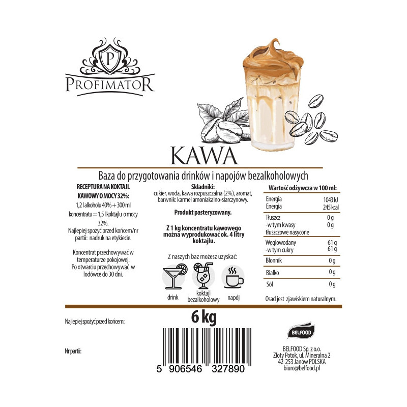 Baza do drinków i bezalkoholowych koktajli KAWA PROFIMATOR box 6kg